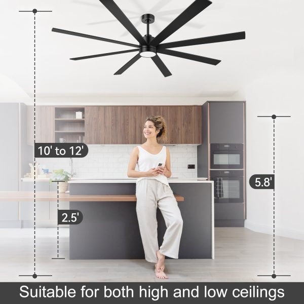 Gladys 72 in. Black Windmill Covered Outdoor Ceiling Fan with LED Light, Downrod, Black/Brown Blade and Remote Included