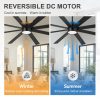 Gladys 72 in. Black Windmill Covered Outdoor Ceiling Fan with LED Light, Downrod, Black/Brown Blade and Remote Included