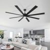 Gladys 72 in. Black Windmill Covered Outdoor Ceiling Fan with LED Light, Downrod, Black/Brown Blade and Remote Included