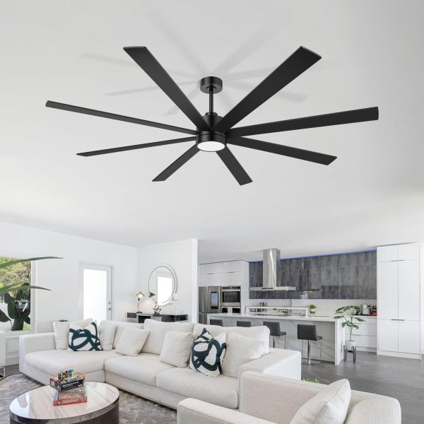 Gladys 72 in. Black Windmill Covered Outdoor Ceiling Fan with LED Light, Downrod, Black/Brown Blade and Remote Included