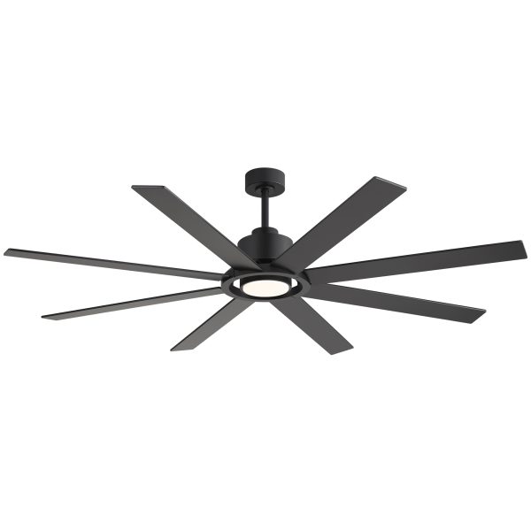 Alvarez 72 in. Black Windmill Ceiling Fan with LED Light, Downrod, Black/Brown Blade and Remote Included