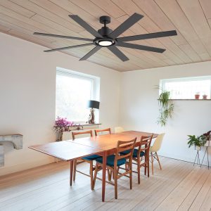 Alvarez 72 in. Black Windmill Ceiling Fan with LED Light, Downrod, Black/Brown Blade and Remote Included