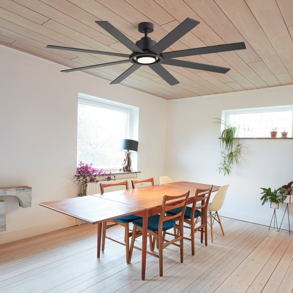 Alvarez 72 in. Black Windmill Ceiling Fan with LED Light, Downrod, Black/Brown Blade and Remote Included