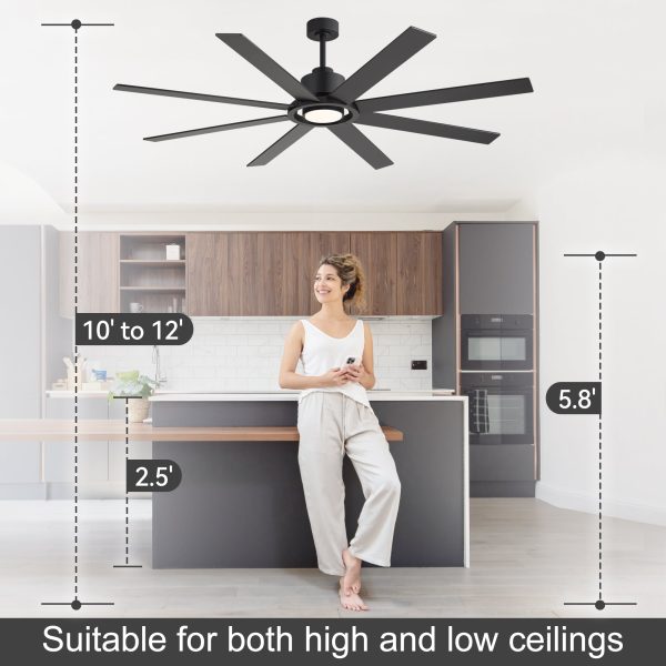 Alvarez 72 in. Black Windmill Ceiling Fan with LED Light, Downrod, Black/Brown Blade and Remote Included