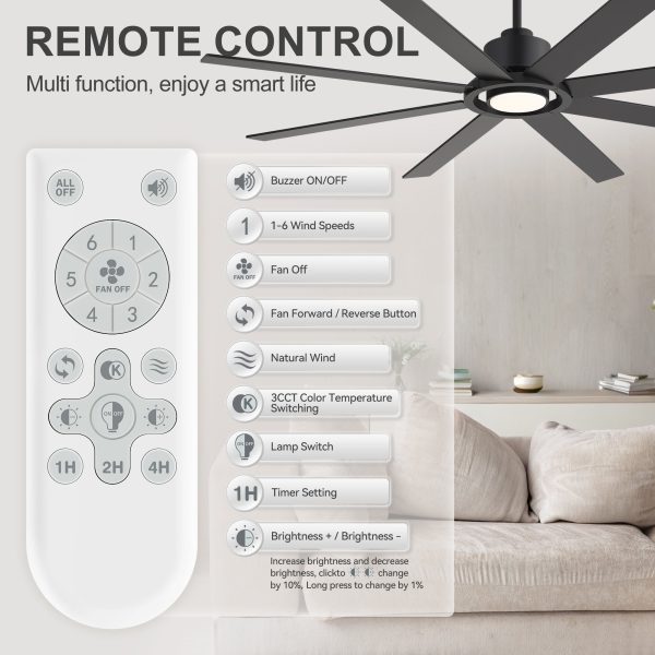 Alvarez 72 in. Black Windmill Ceiling Fan with LED Light, Downrod, Black/Brown Blade and Remote Included