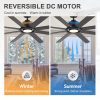 Alvarez 72 in. Black Windmill Ceiling Fan with LED Light, Downrod, Black/Brown Blade and Remote Included