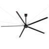 12 ft. Aluminum Indoor/Covered Outdoor Industrial 120V-1Phase HVLS Black Ceiling Fan with Downrod, Wall Control No Light