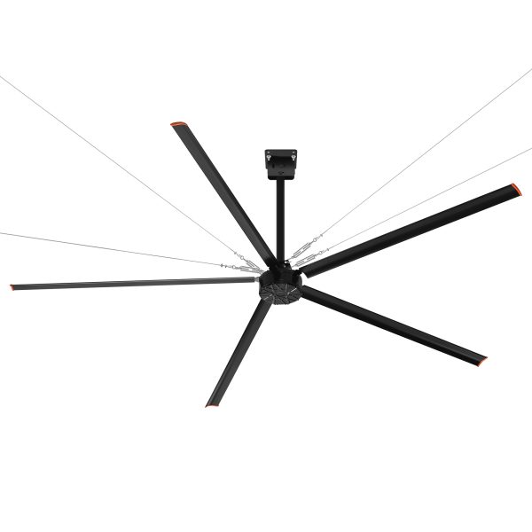 12 ft. Aluminum Indoor/Covered Outdoor Industrial 120V-1Phase HVLS Black Ceiling Fan with Downrod, Wall Control No Light